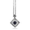 Platinum Art Deco Sapphire Engaved Pendant