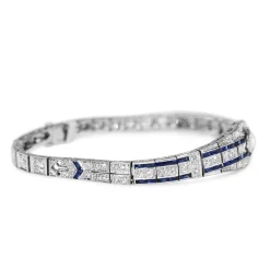 Platinum Art Deco Sapphire and Old Cut Diamond Bracelet