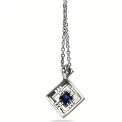 Platinum Art Deco Sapphire Engaved Pendant