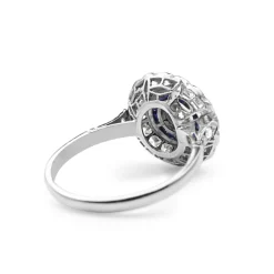 Platinum Art Deco Sapphire and Diamond Target Ring