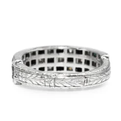 Platinum Art Deco Sapphire and Diamond Checkerboard Style Ring