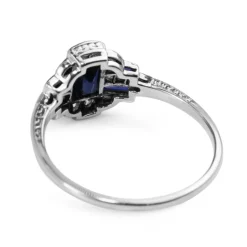 Platinum Art Deco Sapphire and Old Cut Diamond Ring