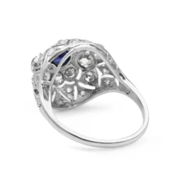 Platinum Art Deco Sapphire and Old Cut Diamond Ring