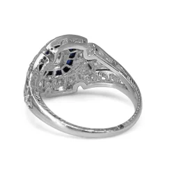 Platinum Art Deco Sapphire and Old Cut Diamond Ring