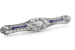 Platinum Art Deco Sapphire and Diamond Brooch