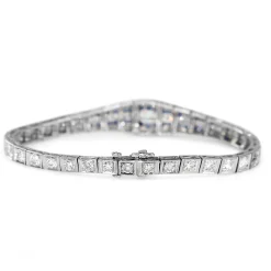 Platinum Art Deco Sapphire and Old Cut Diamond Bracelet