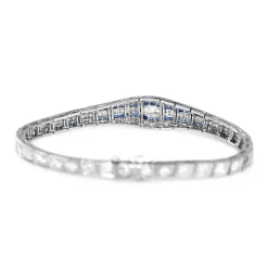 Platinum Art Deco Sapphire and Old Cut Diamond Bracelet