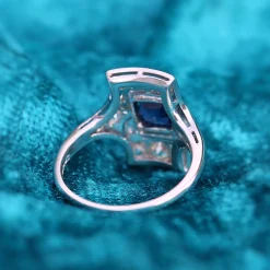 PLatinum Art Deco Sapphire and Old Cut Diamond Ring