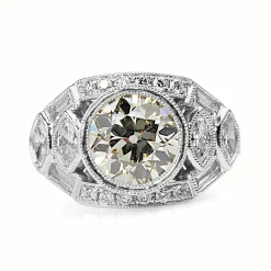 Platinum Art Deco Style Old Cut Diamond Ring