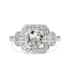 Platinum Art Deco Style Old Cut Diamond Ring