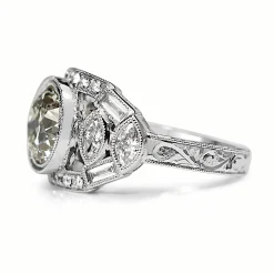 Platinum Art Deco Style Old Cut Diamond Ring