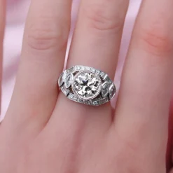 Platinum Art Deco Style Old Cut Diamond Ring