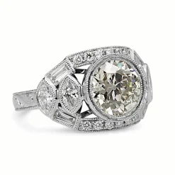 Platinum Art Deco Style Old Cut Diamond Ring