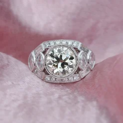 Platinum Art Deco Style Old Cut Diamond Ring