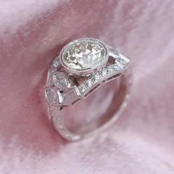 Platinum Art Deco Style Old Cut Diamond Ring