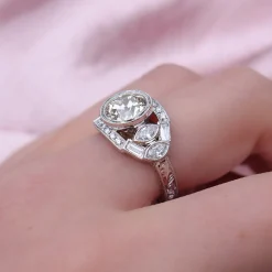 Platinum Art Deco Style Old Cut Diamond Ring