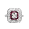 Platinum Art Deco Style Ruby and Diamond Ring
