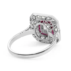 Platinum Art Deco Style Ruby and Diamond Ring