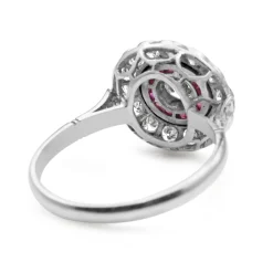 Platinum Art Deco Style Ruby and Diamond Ring