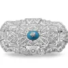 Platinum Art Deco Turquoise and Diamond Brooch