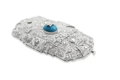 Platinum Art Deco Turquoise and Diamond Brooch