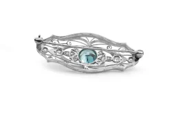 Platinum Art Deco Zircon and Diamond Brooch