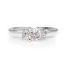 Platinum Asscher and Emerald Cut Diamond 3 Stone Ring