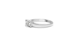 Platinum Asscher and Emerald Cut Diamond 3 Stone Ring