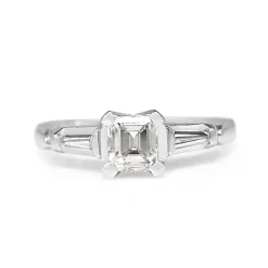 Platinum Asscher Cut Diamond Ring