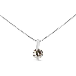 Platinum Champagne Diamond Solitaire Necklace