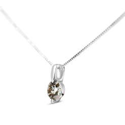Platinum Champagne Diamond Solitaire Necklace