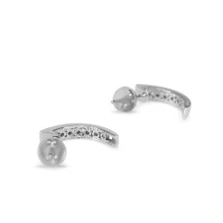 Platinum Channel Set Diamond Half Hoop Earrings