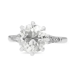 Platinum 3.06ct Old Cut Diamond Solitaire Ring