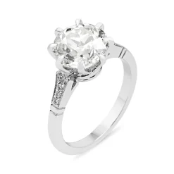 Platinum 3.06ct Old Cut Diamond Solitaire Ring