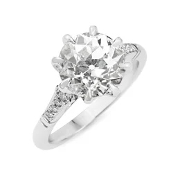 Platinum 3.06ct Old Cut Diamond Solitaire Ring