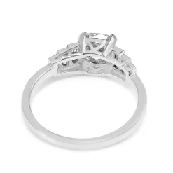 Platinum Cushion Stepped Down Diamond Ring