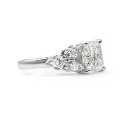 Platinum Cushion Vintage Style Diamond Ring