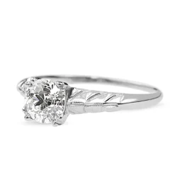 Platinum Deco Old Cut Diamond Solitaire Ring
