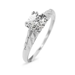 Platinum Deco Old Cut Diamond Solitaire Ring