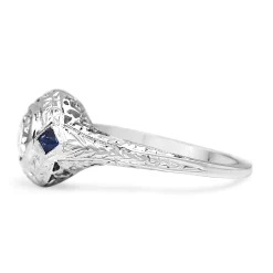 Platinum Deco Sapphire and Diamond Ring