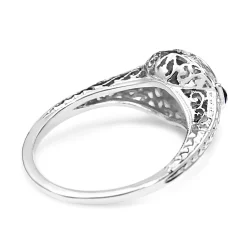 Platinum Deco Sapphire and Diamond Ring
