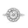 Platinum Deco Style Diamond Halo Ring