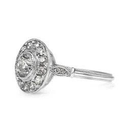 Platinum Deco Style Diamond Halo Ring