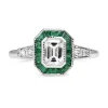 Platinum Deco Style Emerald and Diamond Ring