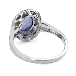 Platinum Deco Style Sapphire and Diamond Ring