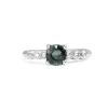 Platinum Deco Teal Sapphire and Diamond Ring
