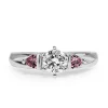 Platinum Diamond and Pink Sapphire 3 Stone Ring