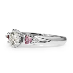 Platinum Diamond and Pink Sapphire 3 Stone Ring
