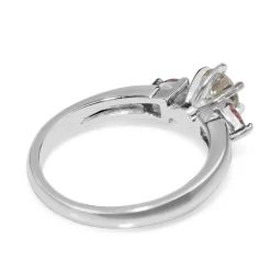 Platinum Diamond and Pink Sapphire 3 Stone Ring