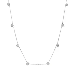 Platinum Diamond Cluster Chain Necklace